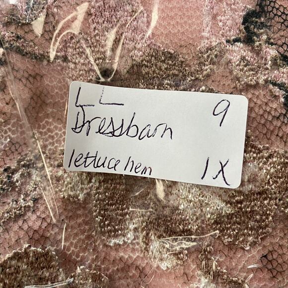 Dressbarn Top 1X Pink Floral Lace Bell Sleeve Sheer Layers Fairy Grunge Vtg Y2K - Picture 14 of 14